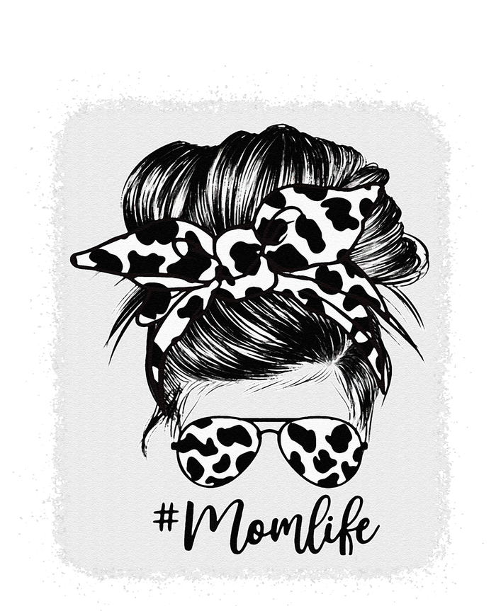 Cow Print Mom Life Messy Bun Hair Women's T-Shirt