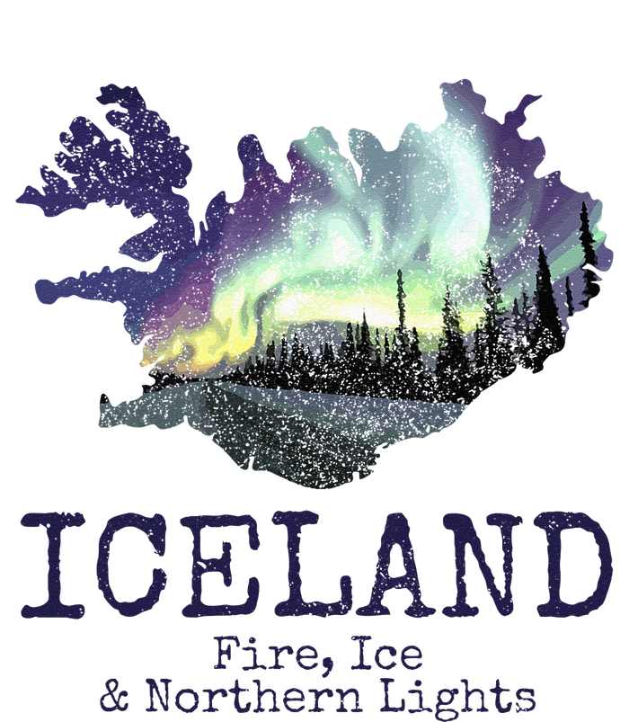 Iceland Map Fire Ice Northern Light Icelandic Souvenir Ladies Long Sleeve Shirt