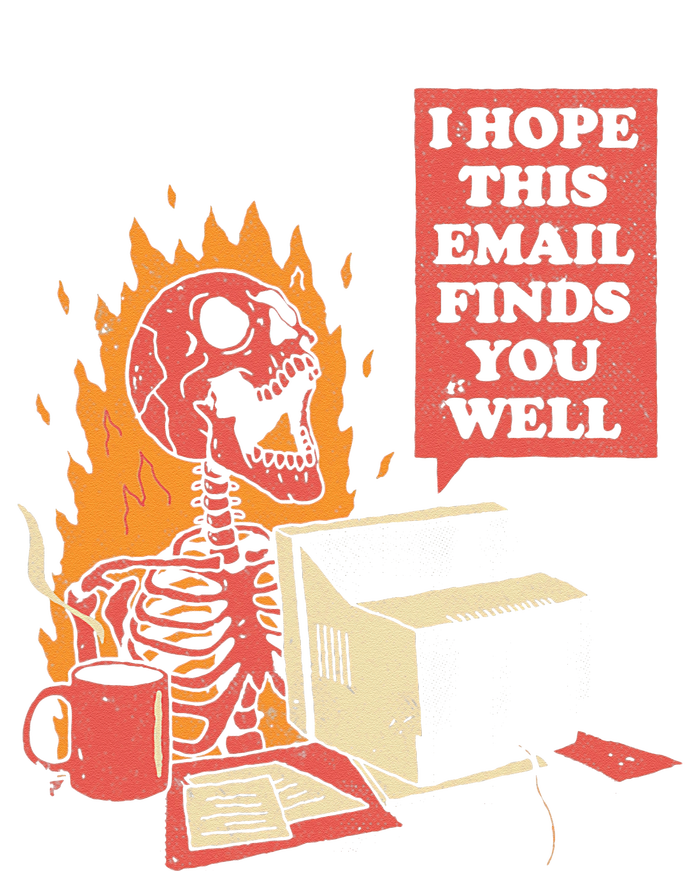 I Hope This Email Finds You Well Funny Skeleton Striped Beanie with Solid Band