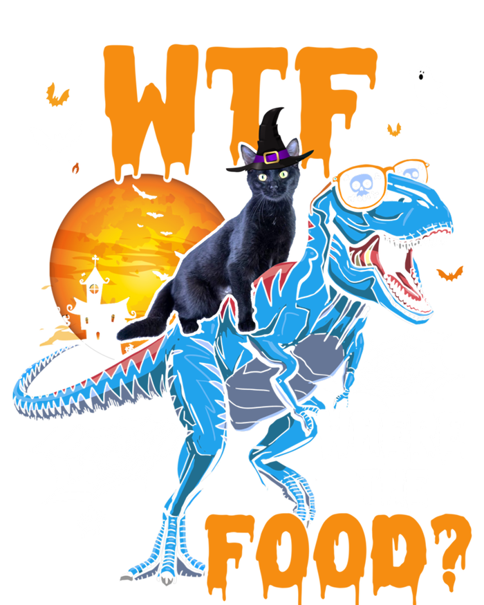 Wtf Where The Food Halloween Witch Cat Riding Trex Dinosaur Gift Women's Racerback Tank