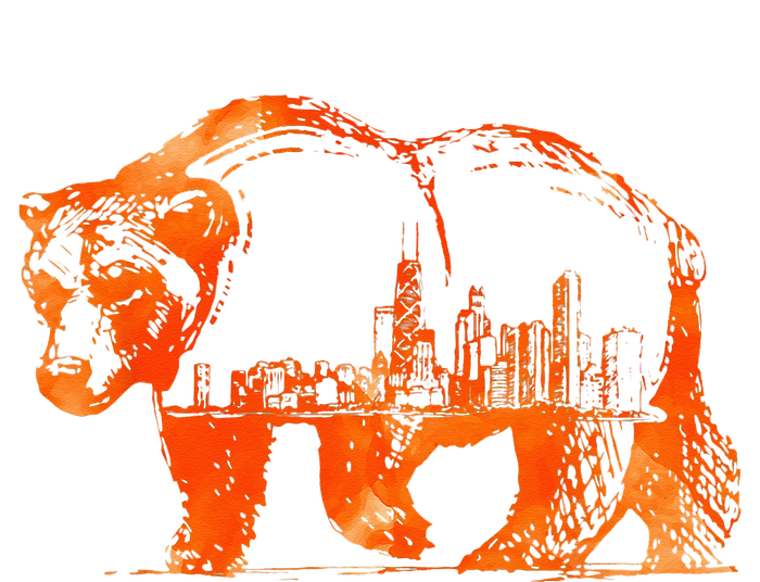 Walking Bear Silhouette Downtown Chicago City Skyline Gift T-Shirt