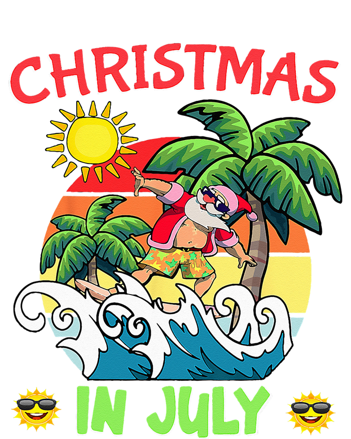 Christmas In July Funny Santa Surfing Summer Beach Vacation T-Shirt