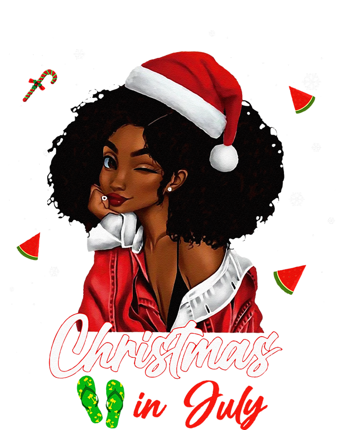 Santa African American Christmas in July Black Queen T-Shirt