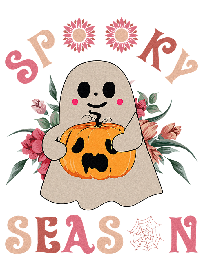 Groovy Vintage Floral Ghost Cute Halloween Spooky Season T-Shirt