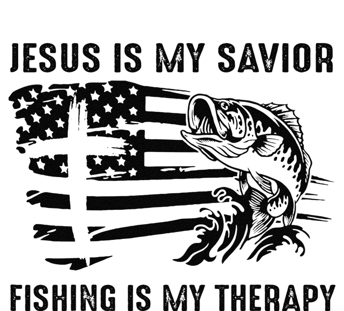 Jesus Is My Savior Fishing Is My Therapy American Flag Yupoong Adult 5-Panel Trucker Hat