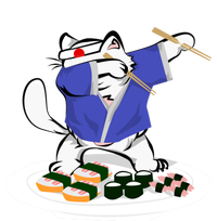 Sushi Chef Cute Gift Dabbing White Cat Cool Gift Tall Sweatshirt