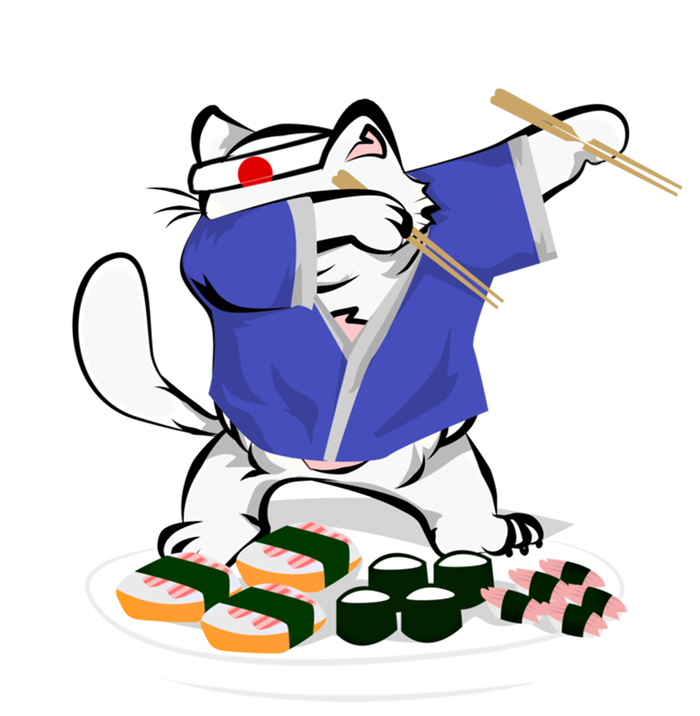 Sushi Chef Cute Gift Dabbing White Cat Cool Gift Tall Sweatshirt