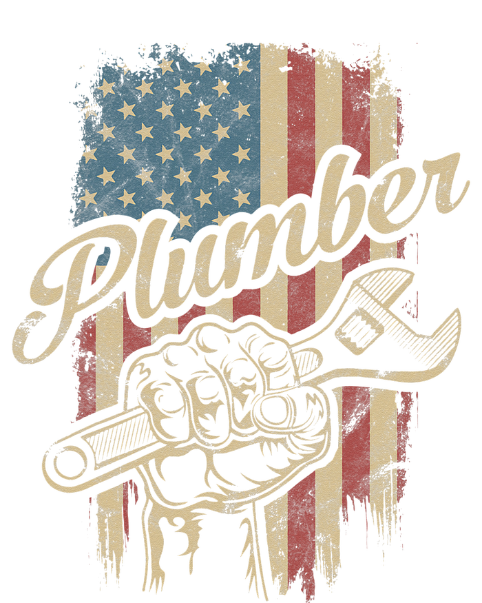 Plumber American Flag Plumbing Gift Pipe Wrench Patriotic T-Shirt