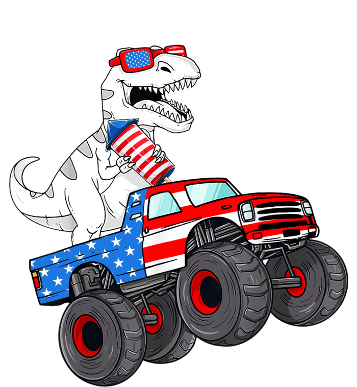 4th Of July T Rex Dino Trex Dinosaur Monster Truck Fireworks Cooling Performance Long Sleeve Crew