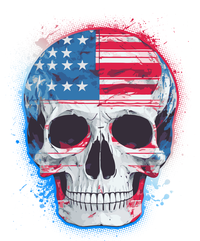 Grunge Paint USA American Flag Smiling Skull Cooling Performance Long Sleeve Crew