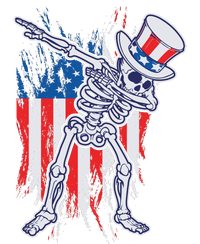 Funny Patriotic USA American Flag Dabbing Skeleton T-Shirt