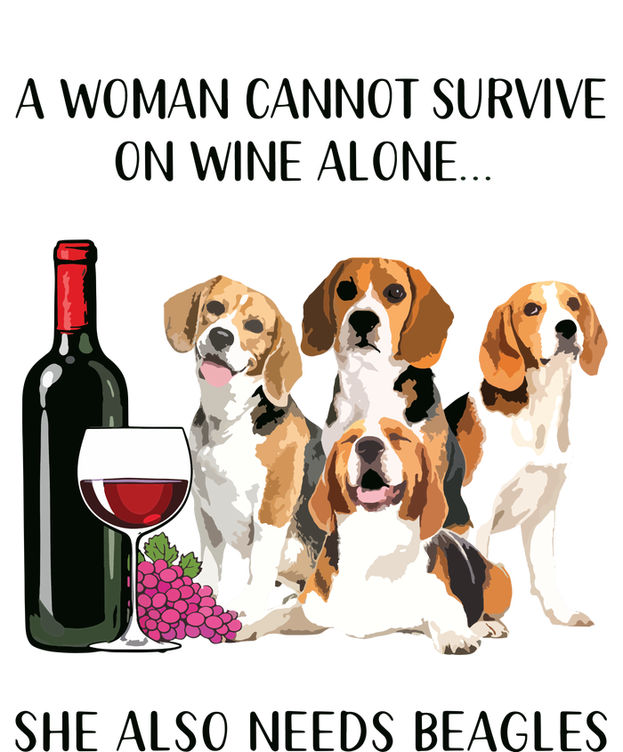 A Woman Cannot Survive On Wine Alone Beagle Lovers Aluminum Water Bottle