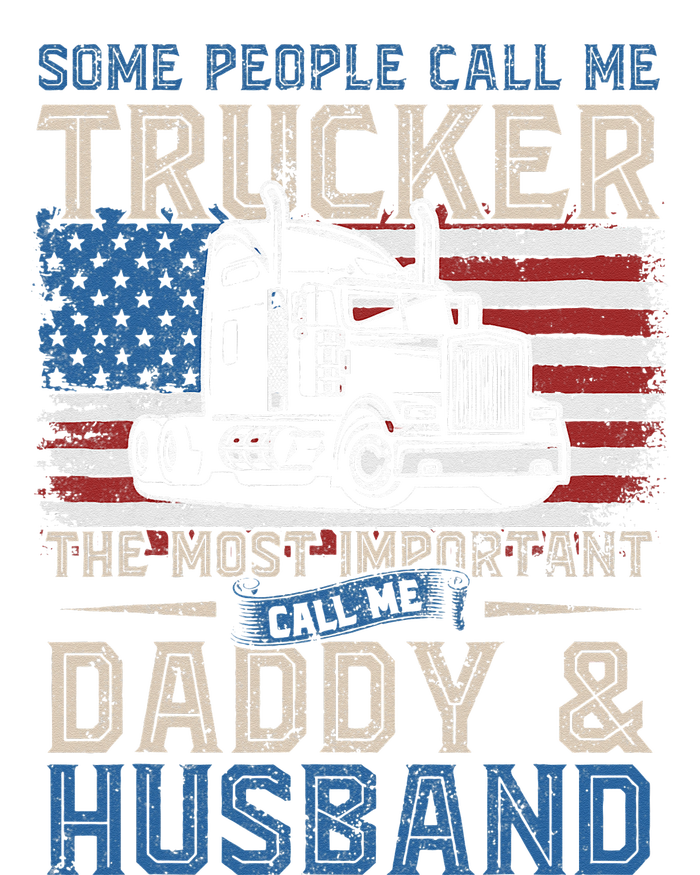 Semi Truck Driver Trucker Daddy Husband US American Flag Womens Funnel Neck Pullover Hood