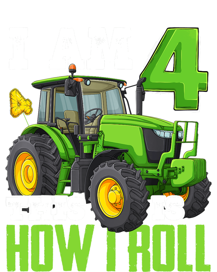 I Am 4 This is How I Roll Four Year Old Tractor 4th Birthday 7 Panel Mesh Trucker Snapback Hat