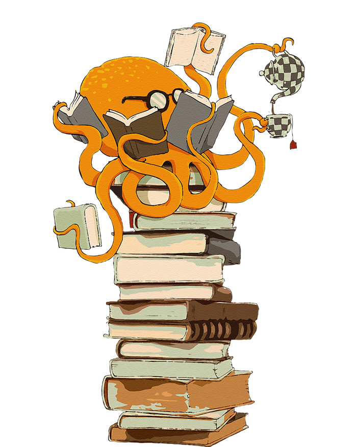 Reading Octopus Tea Coffee And Books Gift V-Neck T-Shirt