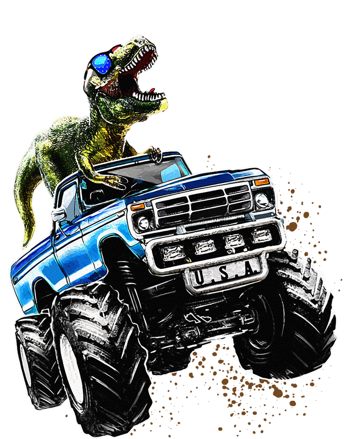 T Rex Dinosaur Monster Truck Patriotic Birthday Gift T-Shirt