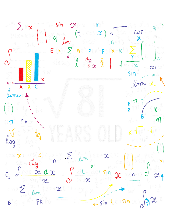 Square Root Of 81 9th Birthday 9 Year Old Gifts Math Bday Kids Long Sleeve Shirt