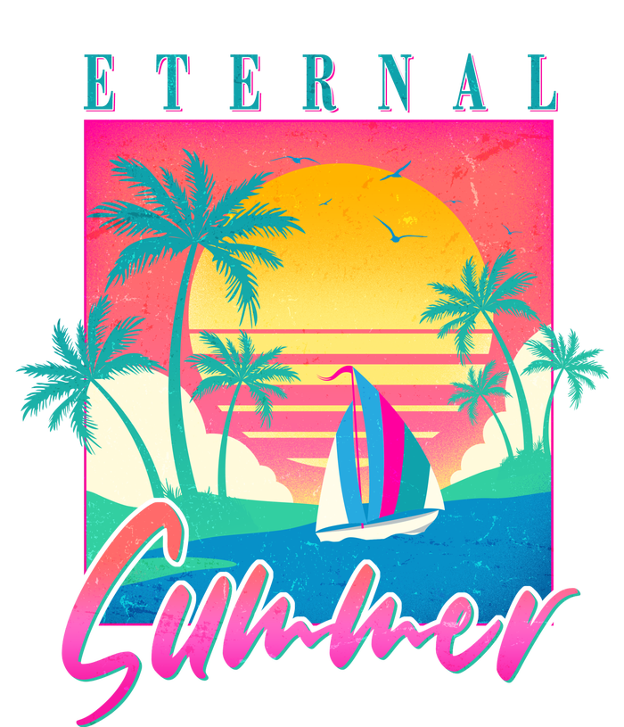 Retro Vintage 1980s Eternal Summer Tropical Vacation Time T-Shirt