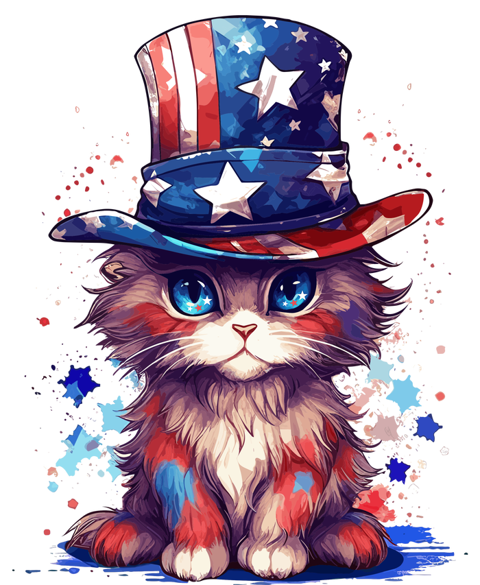 Cute Patriotic Red White And Blue Kitten Cat T-Shirt