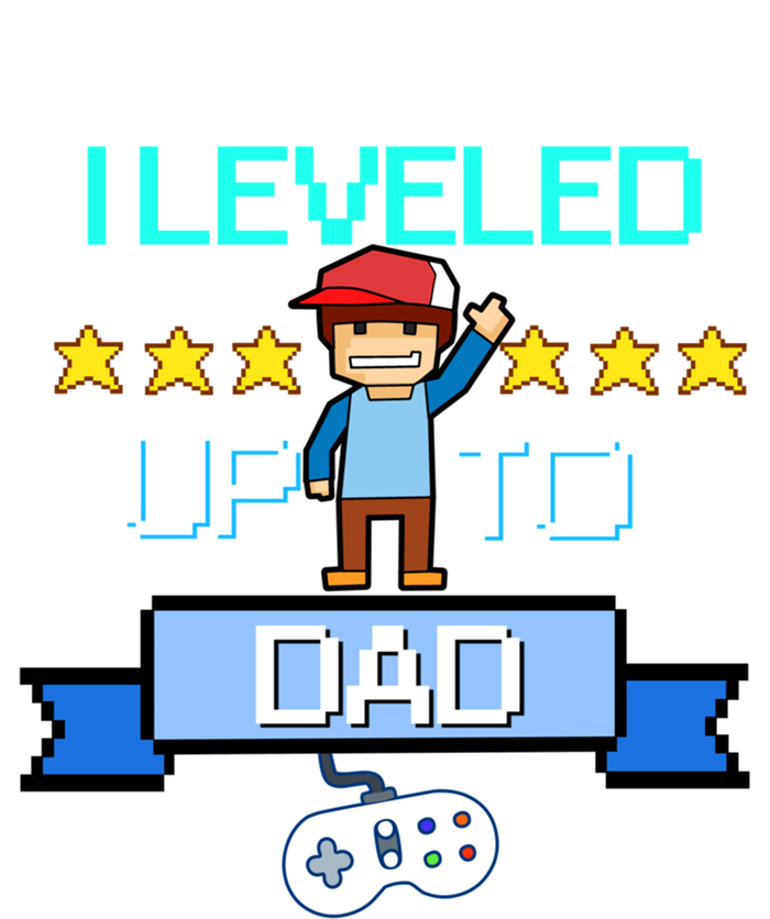 Funny I Leveled Up To Dad Retro Daddy Gamer Pixel Video Game Cool Gift Kids T-Shirt