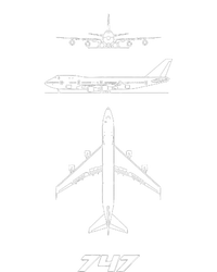 747 Aircraft Drawing Womens Funnel Neck Pullover Hood