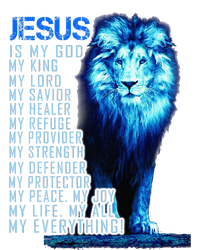 Jesus Is My God King My Lord My Savior Blue Lion Christian Women's Knotted Racerback Tank