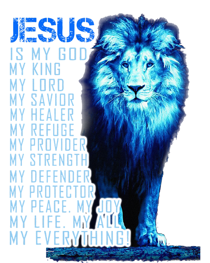 Jesus Is My God King My Lord My Savior Blue Lion Christian Women's Knotted Racerback Tank