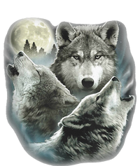 Three Wolves Howling At The Moon Wolf Lover Kids Long Sleeve Shirt