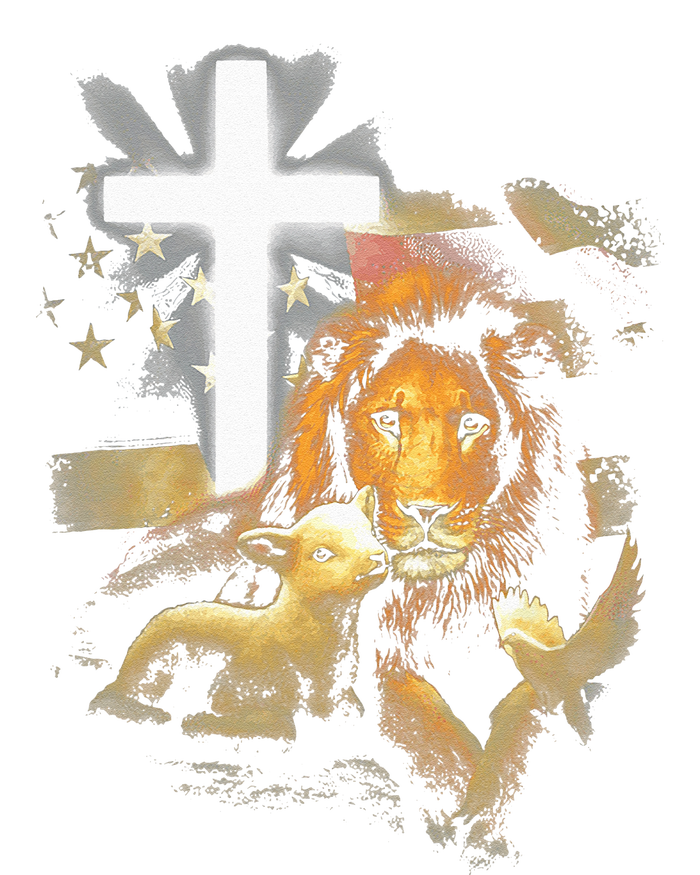 Lion And Lamb Cross Jesus Christ Bumper Sticker