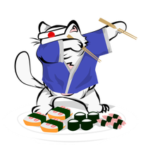 Sushi Chef Cool Gift Dabbing White Cat Meaningful Gift Ladies Essential Flowy Tank