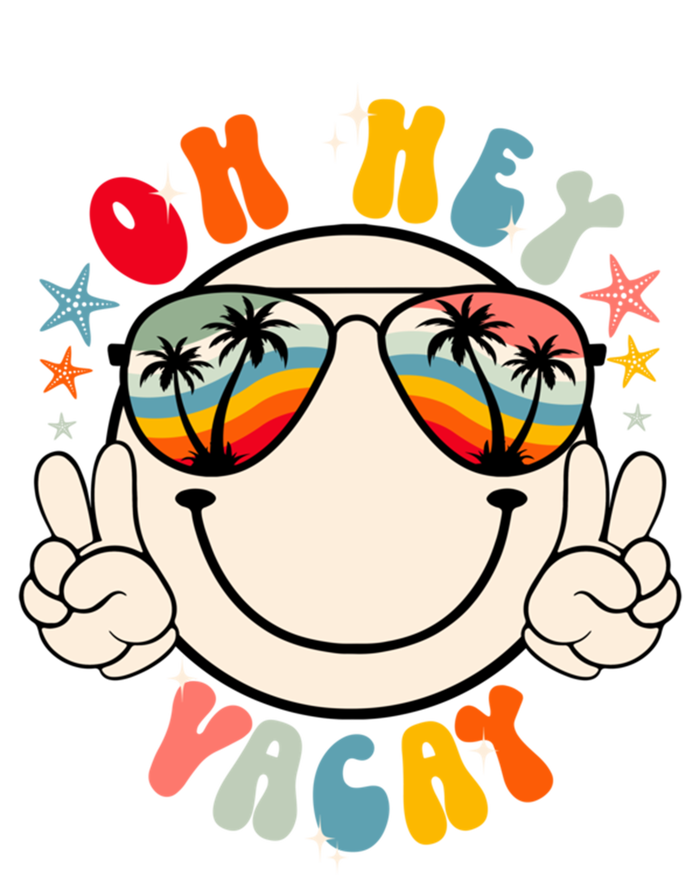 Retro Groovy Oh Hey Vacay Summer Vacation Beach Trip Vibes Gift T-Shirt