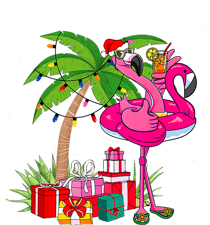 Tropical Pink Flamingo Christmas In July Summer Palm Tree Ladies Essential Flowy Tank