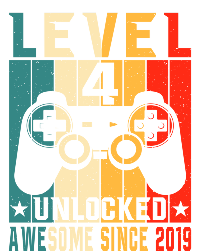 Level 4 Unlocked Awesome Since 2019 4th Birthday Gamer Gift T-Shirt