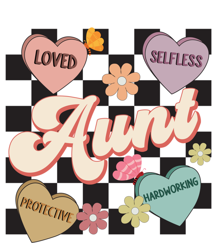 Aunt Retro Aunt Life Groovy Mothers Day Heart Affirmation Gift T-Shirt