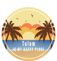 Tulum Is My Happy Place Fun Beach Vacation Palm Trees Sun Gift V-Neck T-Shirt