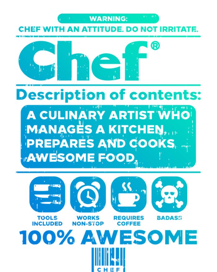 Warning Chef 100% Awesome Culinary Artist Gift Canvas