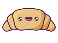 Trip To France Cute French Gift Bonjour Croissant Funny Gift Striped Beanie with Solid Band