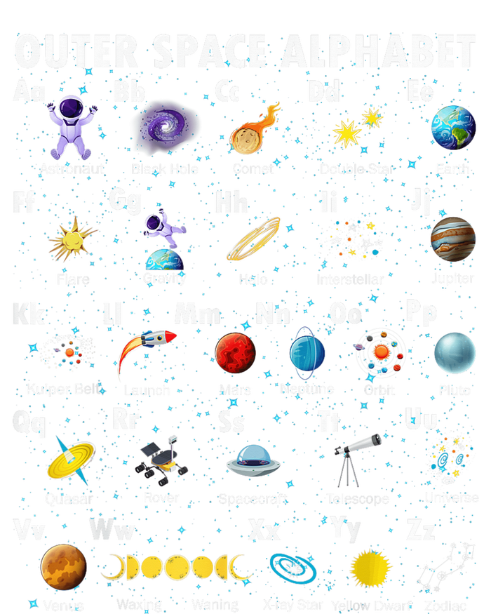 Outer Space Alphabet Kindergarten Teachers 1st Day Of School T-Shirt