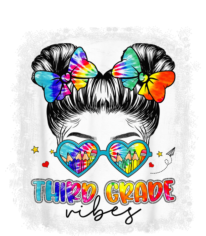 Third Grade Vibes Messy Hair Bun Girl Back To School First T-Shirt