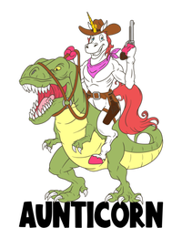 Unicorn Aunt Aunticorn Riding Dinosaur Trex Cow Sheriff Funny Gift Button