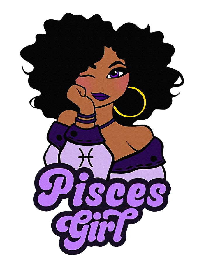 Pisces Girl Afro Girl Zodiac Signs Birthday T-Shirt