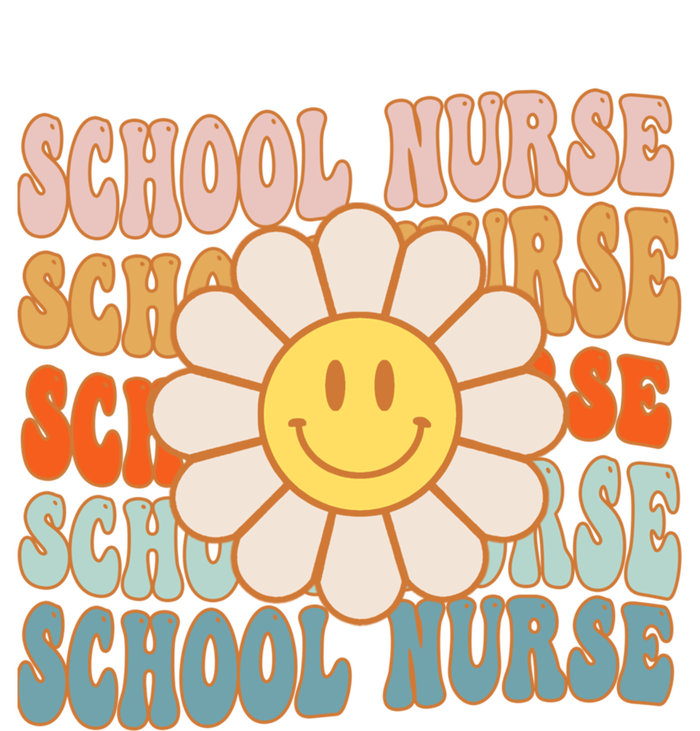 Retro Groovy School Nurse Flower Funny Back To School Gift V-Neck T-Shirt