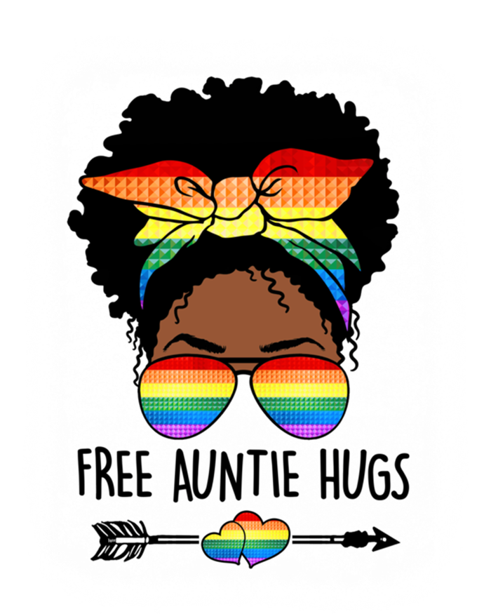 Free Auntie Hugs Messy Bun Lgbtq Pride Month Black Gift T-Shirt