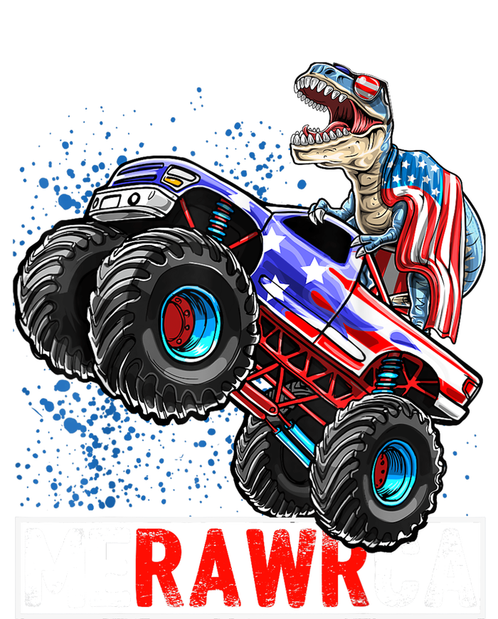 Merica Dinosaur Monster Truck 4th of July American Flag Boy Women's Fleece Hoodie