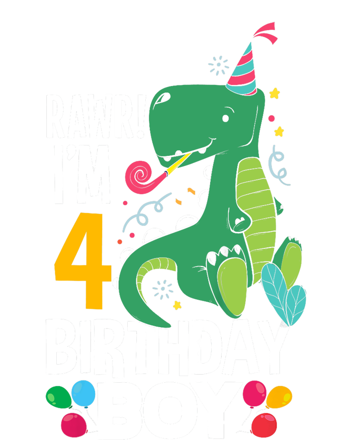 4th Birthday Boy 4 Year Old Birthday Boy T Rex Dinosaur Toddler Fine Jersey T-Shirt