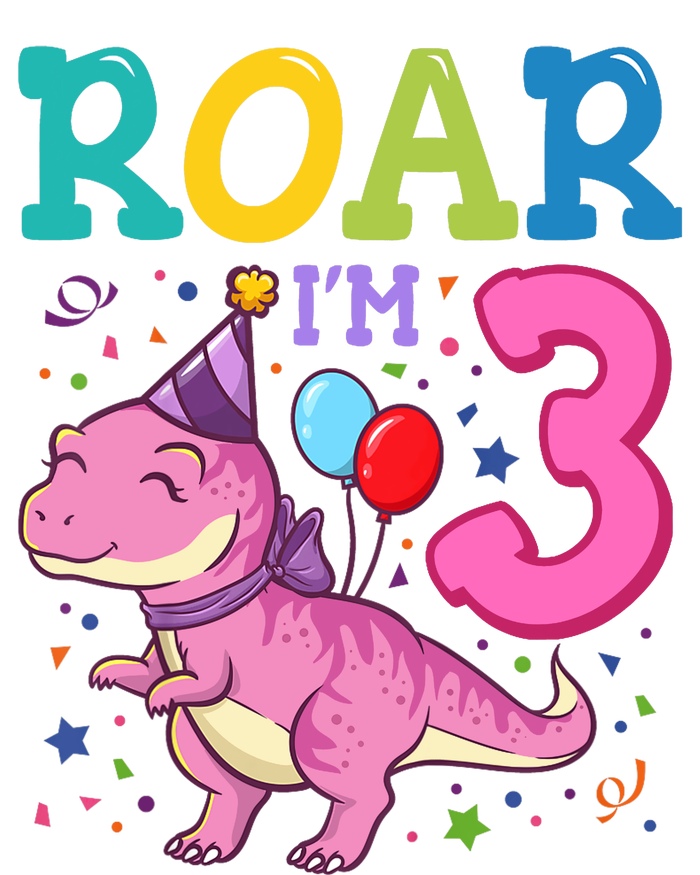 Roar Im 3 Year Old Dinosaur Girl 3rd Birthday Party Bumper Sticker