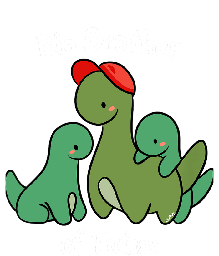 Big Brother of Twins Cute Dinosaur Siblings Dry Zone Grid Polo