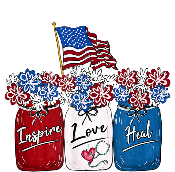 Nurse Inspire Love Heal American Flag Nurse Life 4th Of July Gift Ladies Essential Flowy Tank