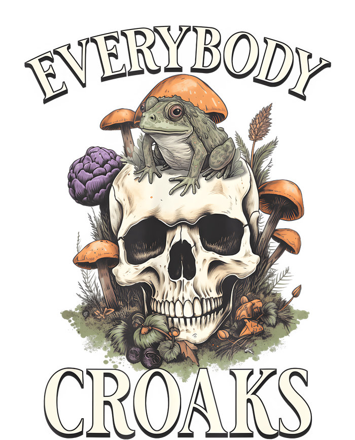 Everybody Croaks Funny Cottacore Frog Mushroom Skull Witch T-Shirt