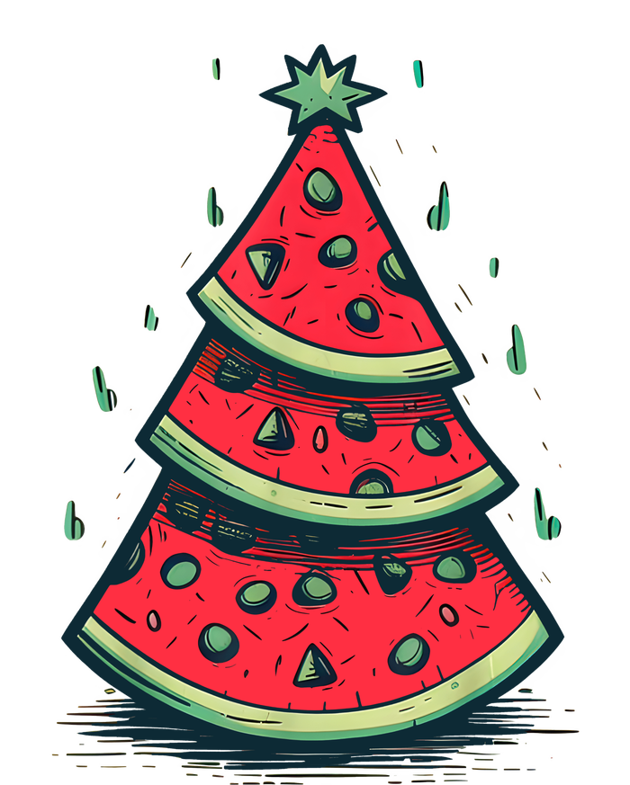 Christmas In July Watermelon Christmas Tree Summer Vacation T-Shirt